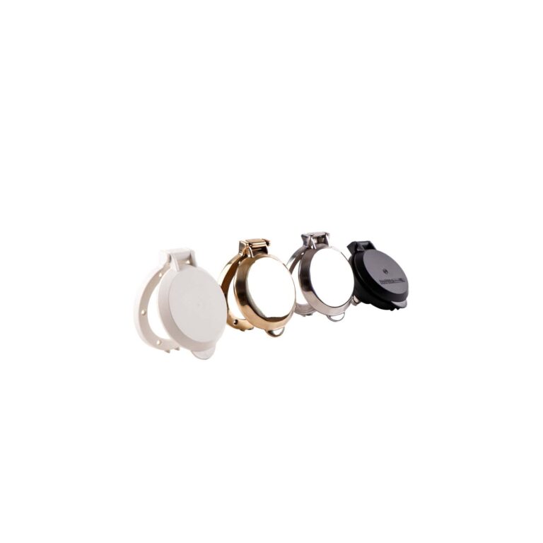 White, gold, silver, and black smartwatches with interchangeable bands. / Footswitches