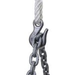 High-quality stainless steel lifting hook with chain and pulley for industrial applications.