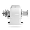 High-precision industrial motor with metallic and white components, suitable for engineering applications.