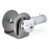 Precision industrial gear motor with stainless steel wheels for engineering applications.