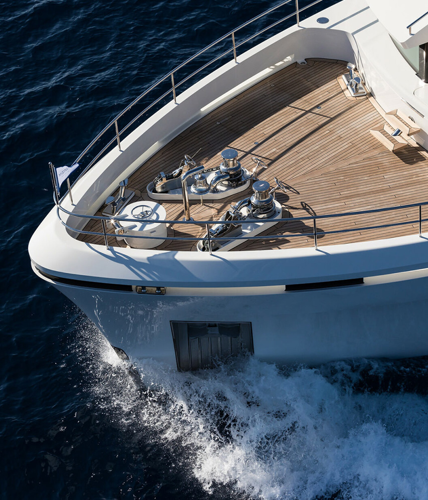 High-quality yacht with teak deck and marine hardware | Muir Engineering boat design and marine engineering services.