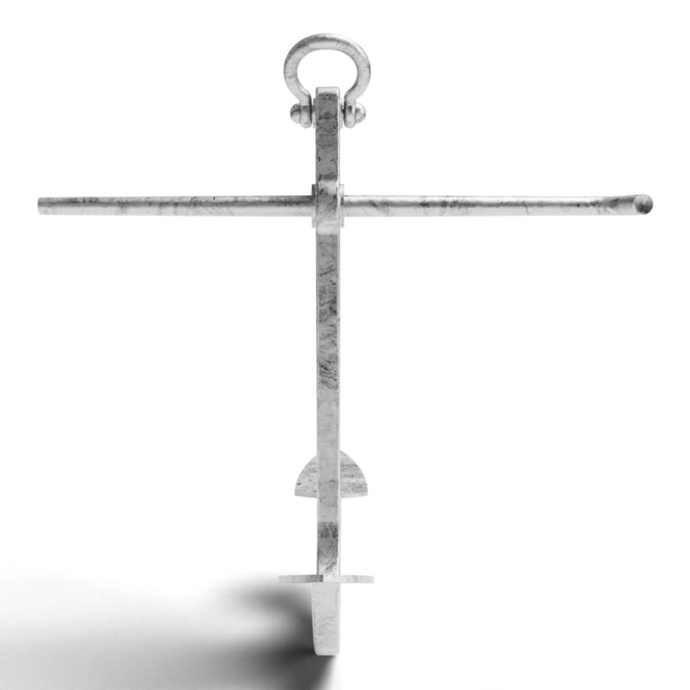 Heavy-duty marine anchor for commercial shipping applications.
