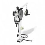 Precision industrial lifting device with pulley system for engineering applications.