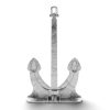 Polished metal anchor sculpture for engineering and design, representing stability and strength.