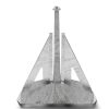 Polished marble boat anchor sculpture for maritime engineering display.