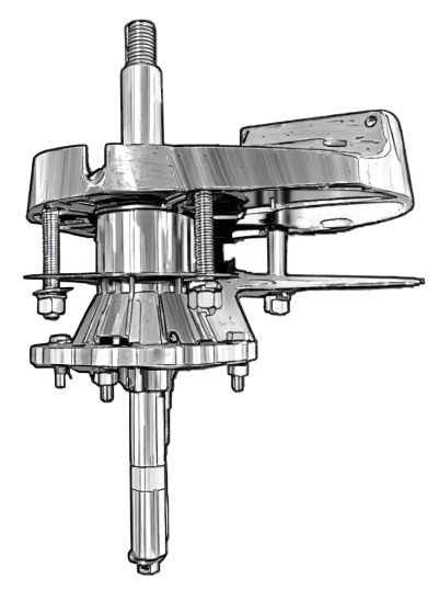 Technical illustration of a Muir vertical windlass shaft and clutch assembly
